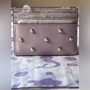💜 KATE SPADE MADISON STUDDED FAUX PEARLS SLIM CARD HOLDER 💜 NWT 💜